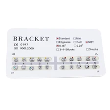 1-100×Dental Orthodontic Mental Bracket Brace 20PC/Pack Standard MBT 018 No hook