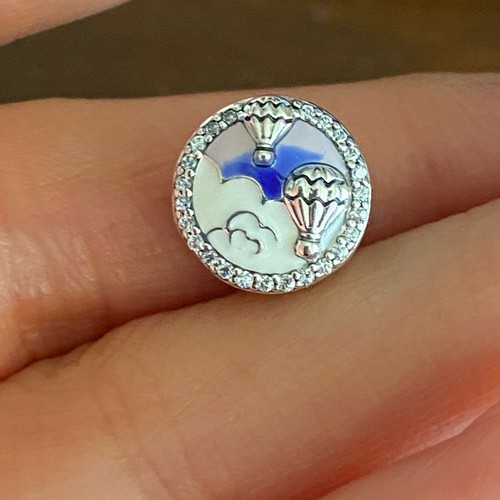 NEW Genuine Pandora Charm 798061CZ Hot Air Balloon Trip Charm Pink Blue Silver - 第 1/5 張圖片