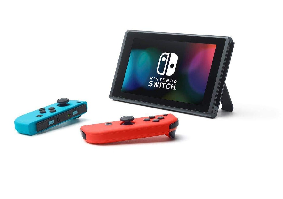 Nintendo Switch with Neon Blue and Neon Red Joy-Con Mario Kart 8