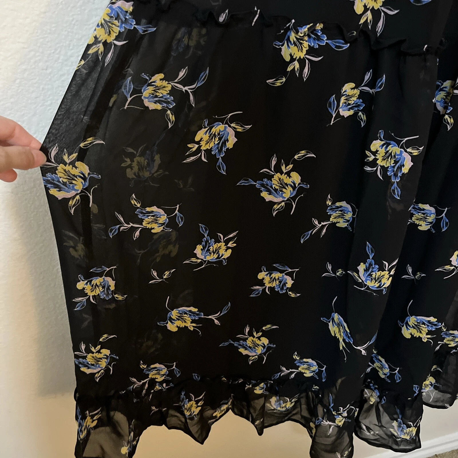 VETEMENTS Maxi abito foderato contadino Who What Wear Halter floreale a strati cottage core taglia XS