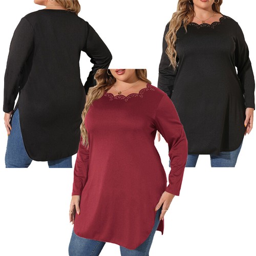 Women Blouse Partywear Tops Clubwear T-Shirt Solid Color Casual Sexy Plus-Size - Bild 3 von 36