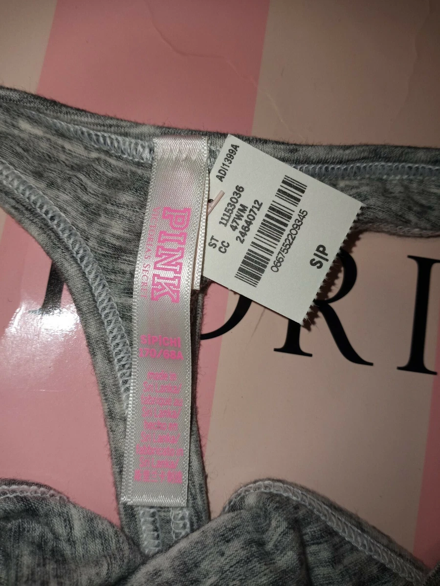 VS pink cotton thong Panty BRAND NEW SIZE small heathered grey Christmas  logo