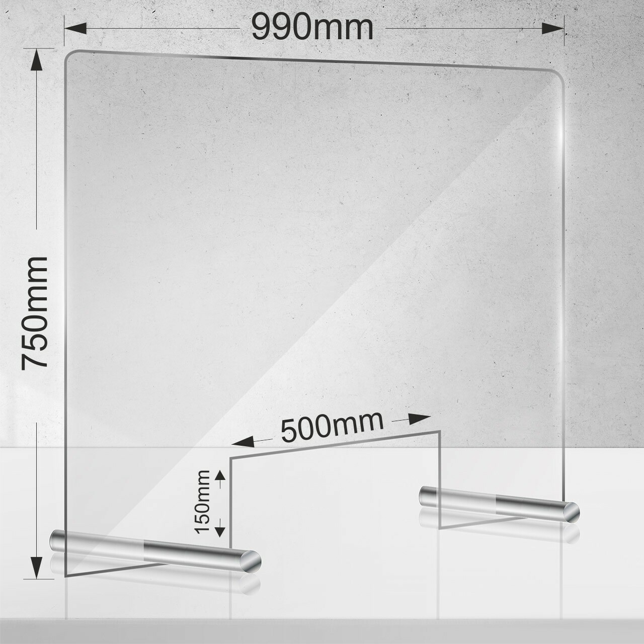 Acryl Schutzschild Spuckschutz | Thekenaufsteller | Schutz 990x750mm