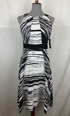 NWT New York and Company Women's 6 Linen A-Line Dress Black and White Sleeveless | eBay NWT New York and Company Women's 6 Linen A-Line Dress Black and White Sleeveless | eBay