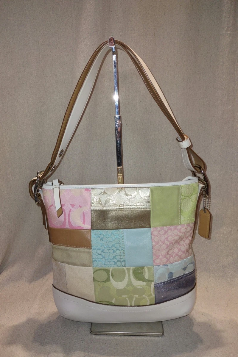 Coach Pastel Multicolor Patchwork Duffle Convertible Shoulder Bag F10877