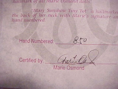 2003 Marie Osmond Mary Sunshine 2-Faces Tiny Tot Doll w/ Box COA - Picture 4 of 7