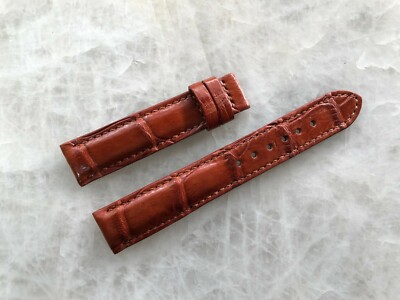18mm/16mm Brown Alligator Crocodile Embossed Leather Watch Strap Band
