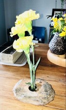 Vintage NATURAL STONE Slate IKEBANA Japanese Style Vase Made In USA