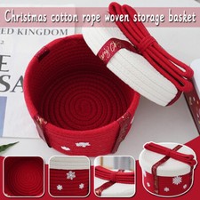 Christmas Storage Basket Dustproof With Cover Cotton Rope Woven Storage Basket