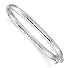 Real 14kt White Gold Polished Hinged Safety Clasp Baby Bangle