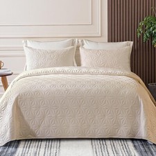 Whale Flotilla Queen Size Quilt Bedding Set 96"x90" Beige NEW in packaging 