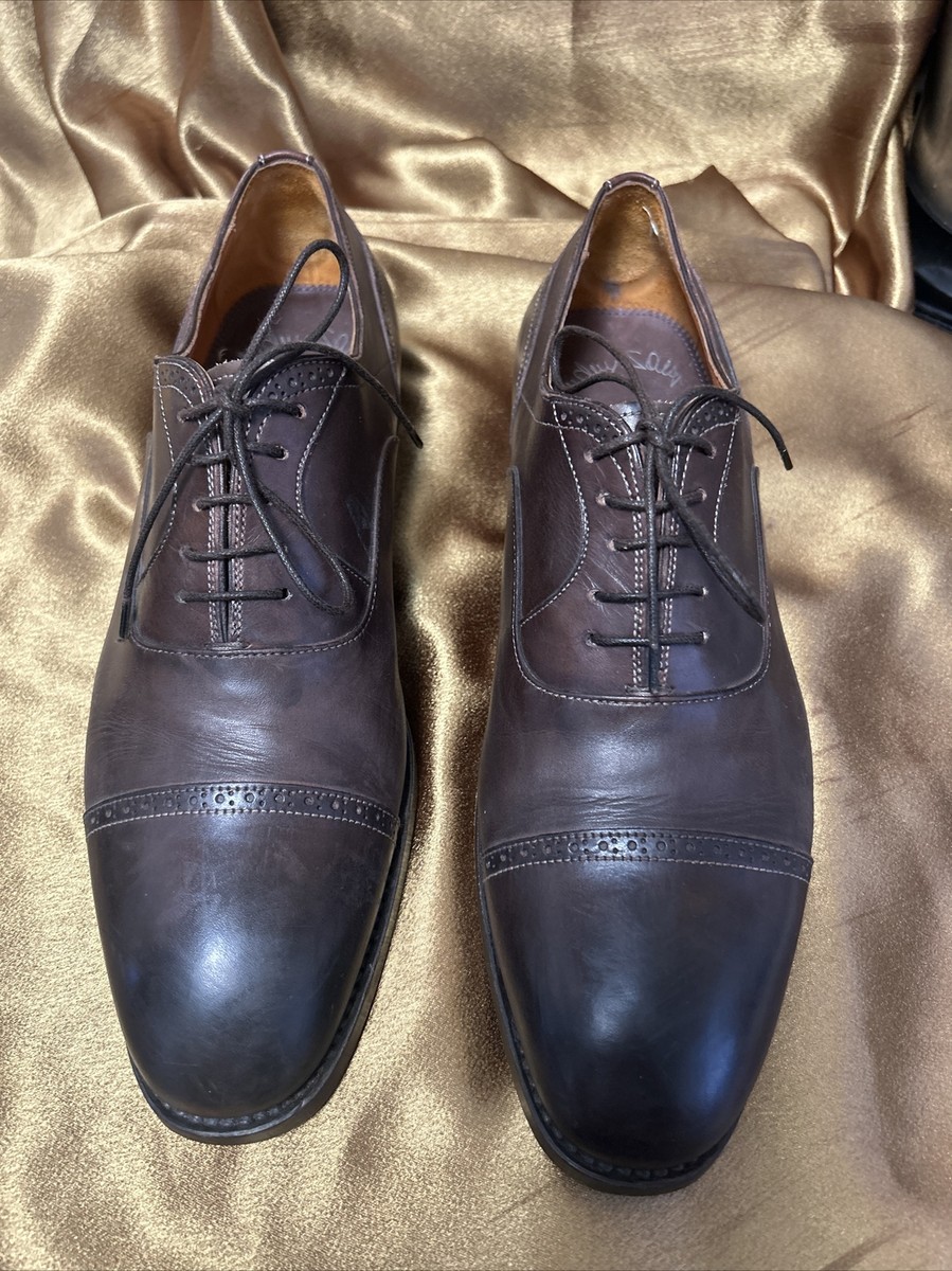 Santoni Cap Toe Oxford Lace Up Leather Brown Shoes Men