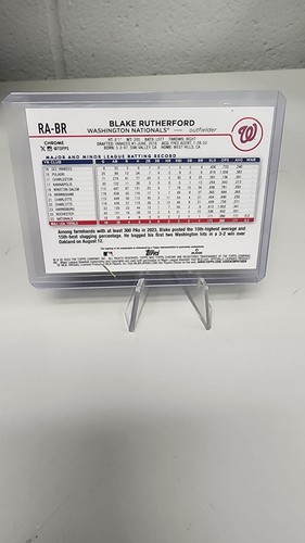 2024 Topps Chrome Rookie Auto Purple Speckle /299 Blake Rutherford Nationals - Picture 2 of 2