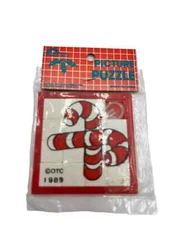 Vintage OTC 1989 Fun World Slide Puzzle New Santa Candy Canes Christmas 2.5”