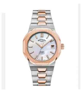 Rotary Regent MOP Dial Rose Gold Automatic Movement Ladies Watch $600 W48 NEW