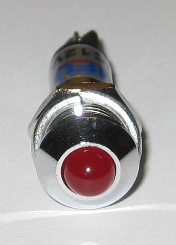 Panel Mount LED - Red - Chrome Case - 12V DC - 8mm Mounting - Lockwasher / Nut - Picture 2 of 6