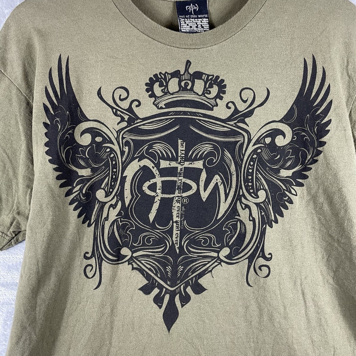 VTG Y2K Not Of This World Jesus T Shirt Mens XL Olive Green Exodus