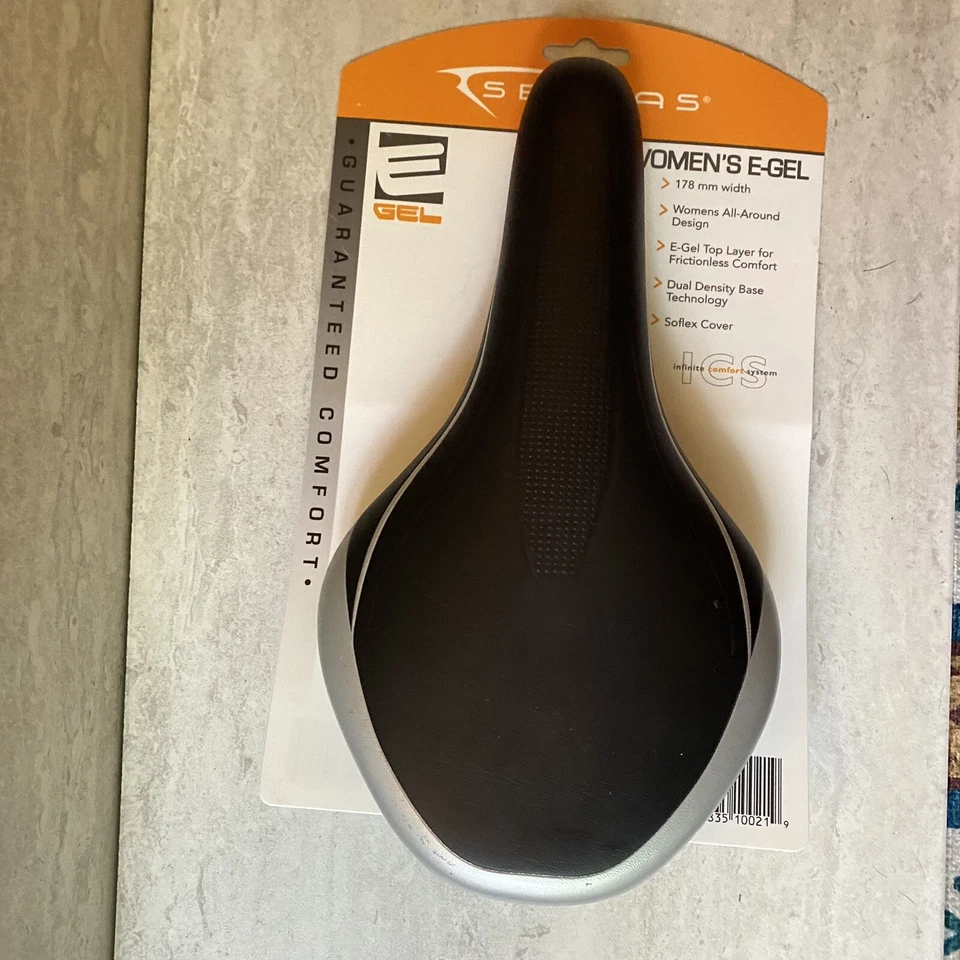 Asiento de bicicleta de gel para mujer Serfas E-Gel ICS 178 mm de ancho 11”x7” Foto 2 de 4