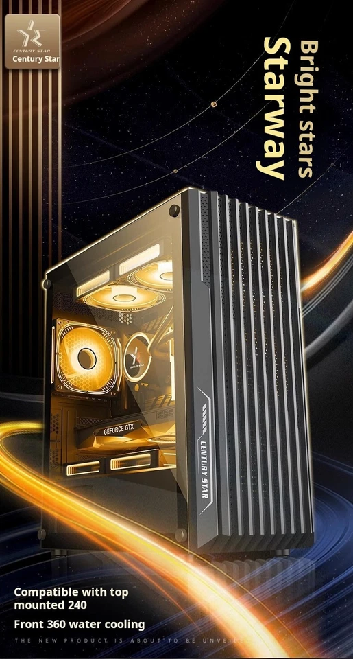 CS Black USB3.0 Tempered Glass M-ATX Tower Gaming Computer Case w/ RGB FAN - Image 2 of 4