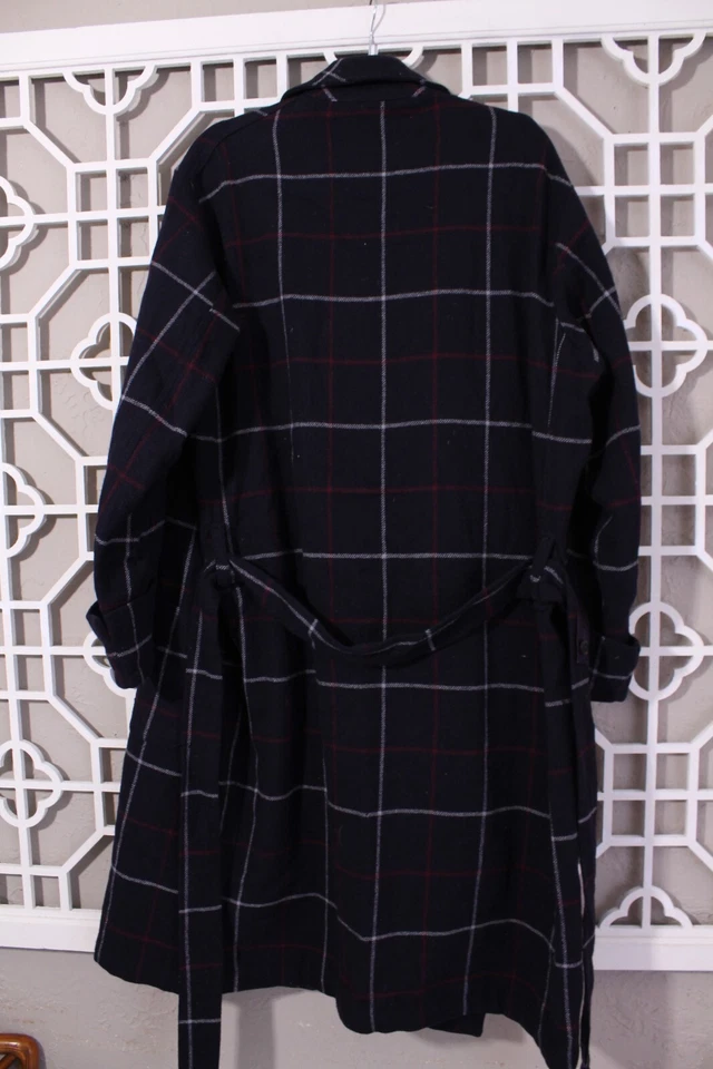 Abrigo Brooks Brothers Vintage Mujer L Azul Marino Rojo Cuadros Lana Hecho en Inglaterra Foto 2 de 4