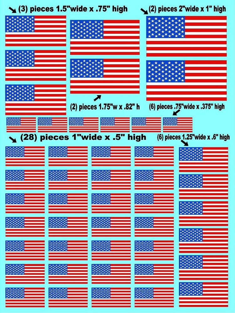 CLEAR VINYL RACING Sticker AMERICAN FLAGS-R/C MODEL Die-cut -Decals 1/12-1/10