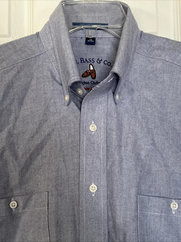 Camisa de vestir para hombre 16 32/33 GH Bass Co Weejun Oxford de algodón azul claro con botones Foto 3 de 4