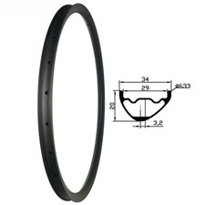 29er Asymmetric Mountain Xc Race Bike V Shape Tubeless Carbon Rim 34 29mm Width