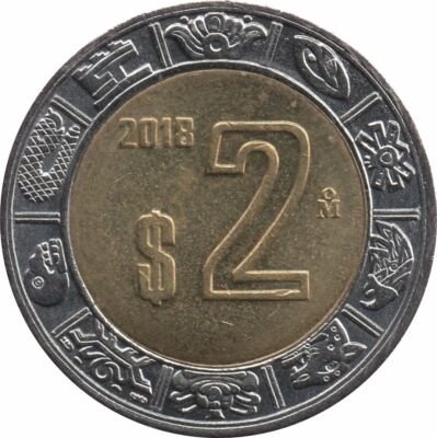 Mexico 2 Pesos | Aztec calendar | Piedra del Sol Coin 1996 - 2021