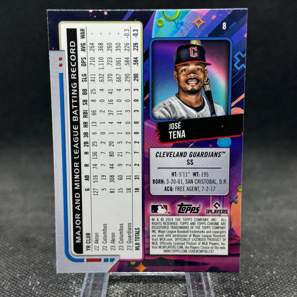 Jose Tena 2024 Topps Cosmic Chrome Base Rookie Cleveland Guardians #8 - Image 2 of 2