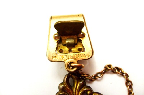 VINTAGE KEY FOB CHAIN ENGRAVED GOLD FILLED WITH PAT.INFO 10'LONG - Picture 2 of 8