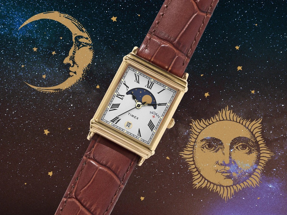 NOAH×TIMEX Moon Phase Watch ブラウン NOAH x TIMEX Moon Phase Watch Gold Case Brown Leather Belt