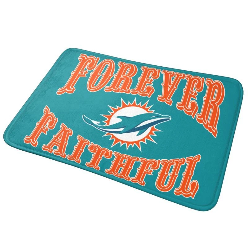 Forever Faithful Miami Dolphins Floor Mat Home Decorative