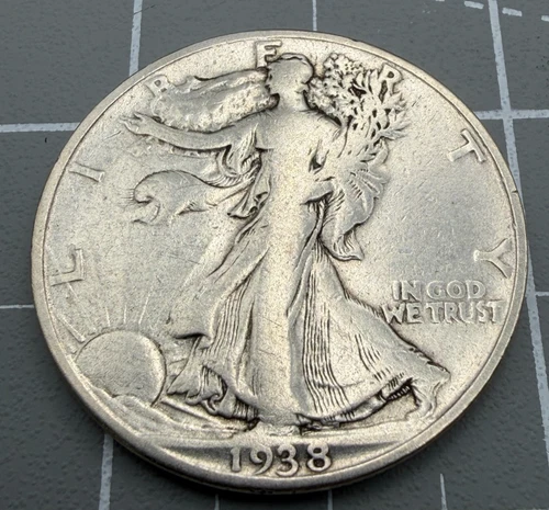1938-D Walking Liberty Half Dollar - Grades VG-F Details - KEY DATE!