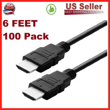 Lot Digital High-Speed 1.4 HDMI Cable PVC 2160p Black 6 feet 2/5/10/20/50/100 PK