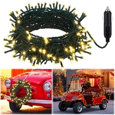 12V Christmas 32 ft Car LED String Light Golf Cart Decorations Warm Yellow Li...