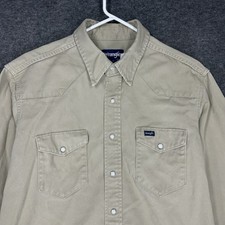 Vintage Wrangler Pearl Snap Shirt Mens XL 17-34 X-Long Tails Western Made in USA