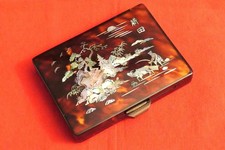 Minaudière années 20 nacre écaille ancien antiquité poudrier tortue maquillage