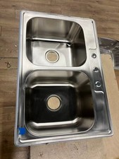 33x22 Drop In Topmount Double Bowl Kitchen Sink 18 Gauge Stainless Steel Sink
