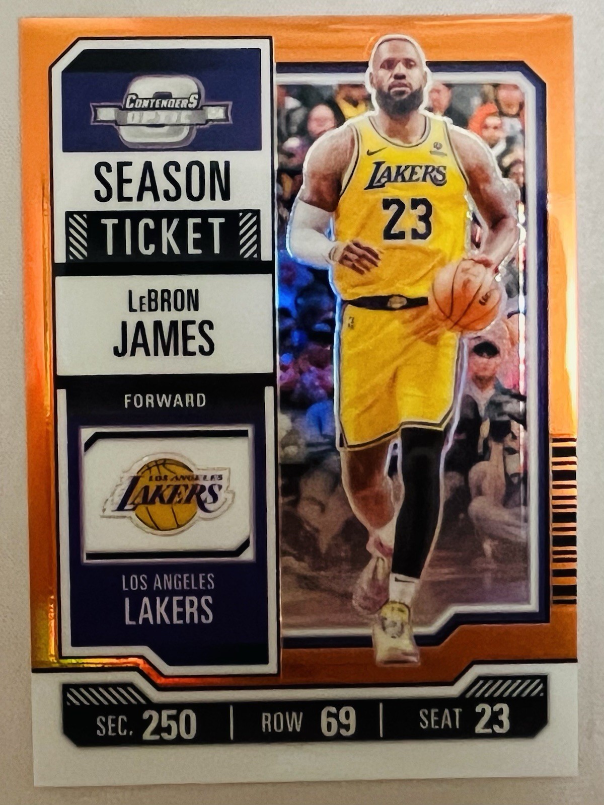2023-24 Contenders Optic - LeBron James Season Ticket Orange Prizm /49 GOAT 🐐