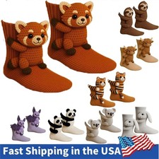 3D Cute Animals Socks Knitted Animal Pattern Floor Socks Unisex Funny Winter CW