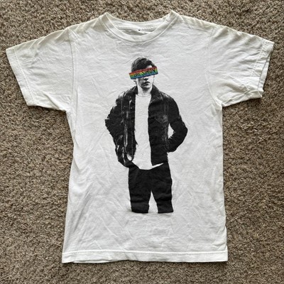 Baby Tee Style White ''Love, Simon'' Movie Graphic Tee with Rainbow Stripe
