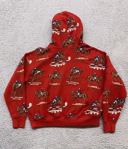Polo Ralph Lauren Sweater Youth Large 12-14 Equestrian All Over Print Hoodie - Picture 10 of 12