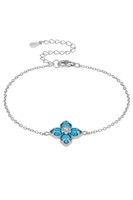 Blumen Klee TüRkis Armband Silber