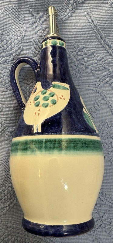 Vietri Pottery - Bird Pattern Olive Oil Cruet/Bottle  Handmade in Italy