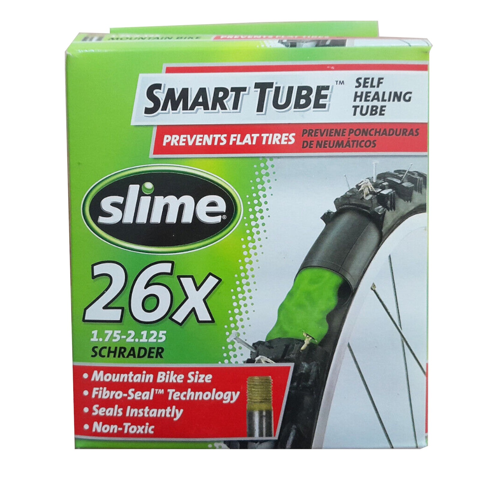 Slime Self Healing Bike Inner tube Puncture Resistant 26x1.75-2.125 Schrader