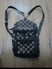 Zaino Alexander McQueen in nylon nero con accenti di fiori argento come nuovo