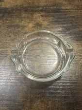 Art Deco Style Clear Glass Ashtray Two Slots MCM Retro Vintage Free Shipping