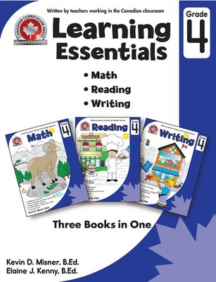 Learning Essentials Grade 4: Math, Reading, Writing, Three Books in One: Wri...