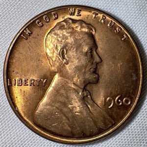 1960 P Small Date Lincoln Penny DDO & DDR, Uncirculated, Red