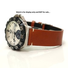 Vintage Stitching 22mm Brown Leather Watch Strap For TAG Heuer Carrera & F1